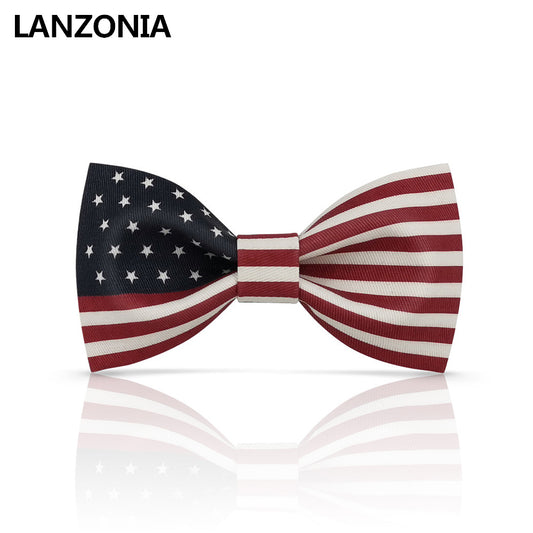 Lanzonia Boy's Novelty Bowtie Kids U.S. American Flag USA. Patterned Bow Tie - Lanzonia