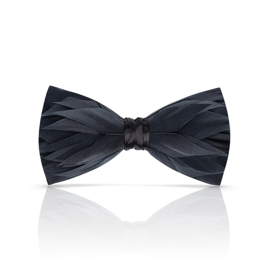 Lanzonia Feather Bow Tie for Men Handmade Black Bowtie for Wedding