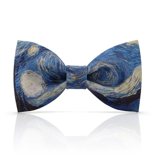 Lanzonia Men's Designer Bowtie Blue Oil Painting Bow Tie for Holiday New Party Birthday