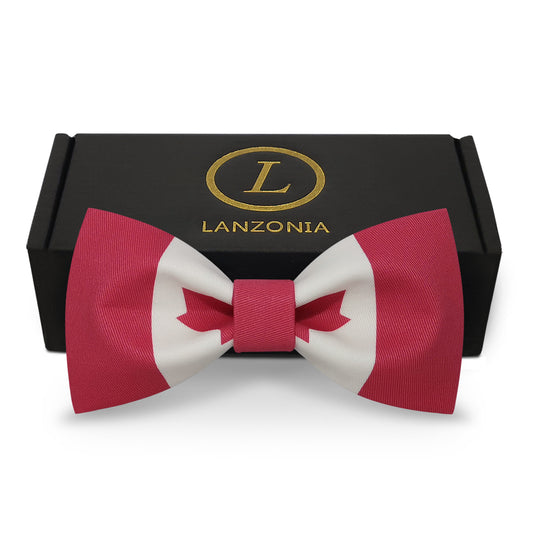 Lanzonia Funny Bow Ties for Men Unique Canada Flag Patterned Bowtie