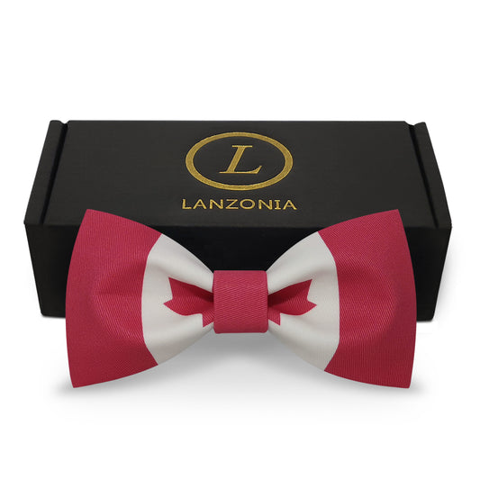 Lanzonia Boys Canada Funny Bow Tie Kids Patriotic Canadian Flag Patterned Designer Bowtie for Birthday Party Holiday
