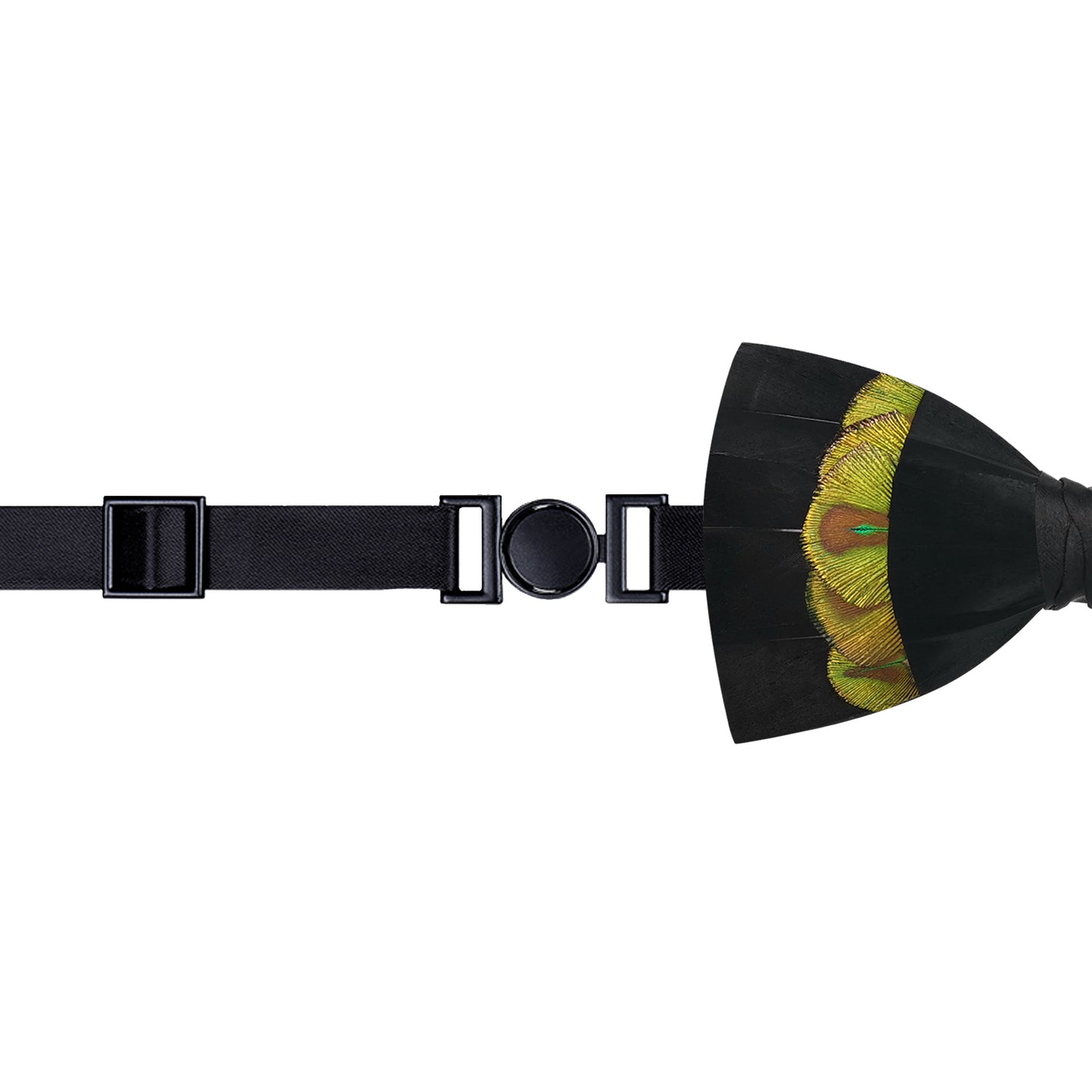 Lanzonia Men's Feather Bow Tie Handmade Black Peacock Bowtie for Wedding Holiday