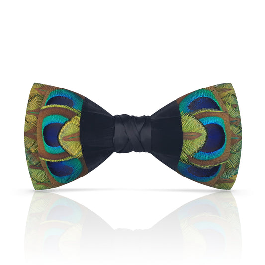 Lanzonia Mens Feather Bow Tie Handmade Peacock Bowtie for Wedding Holiday Party