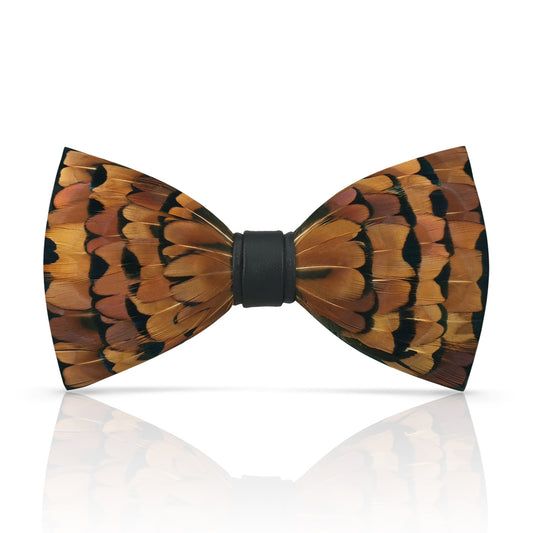 Lanzonia Feather Bowtie Handmade Wedding Brown Mens Bow Tie for Wedding