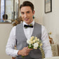 Lanzonia Men's Black and White Feather Bow Tie Handmade Peacock Bowtie for Wedding Holiday Party