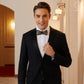 Lanzonia Feather Bowtie Handmade Mens Wedding Bow Tie