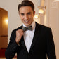 Lanzonia Feather Bowtie Handmade Mens Wedding Bow Tie