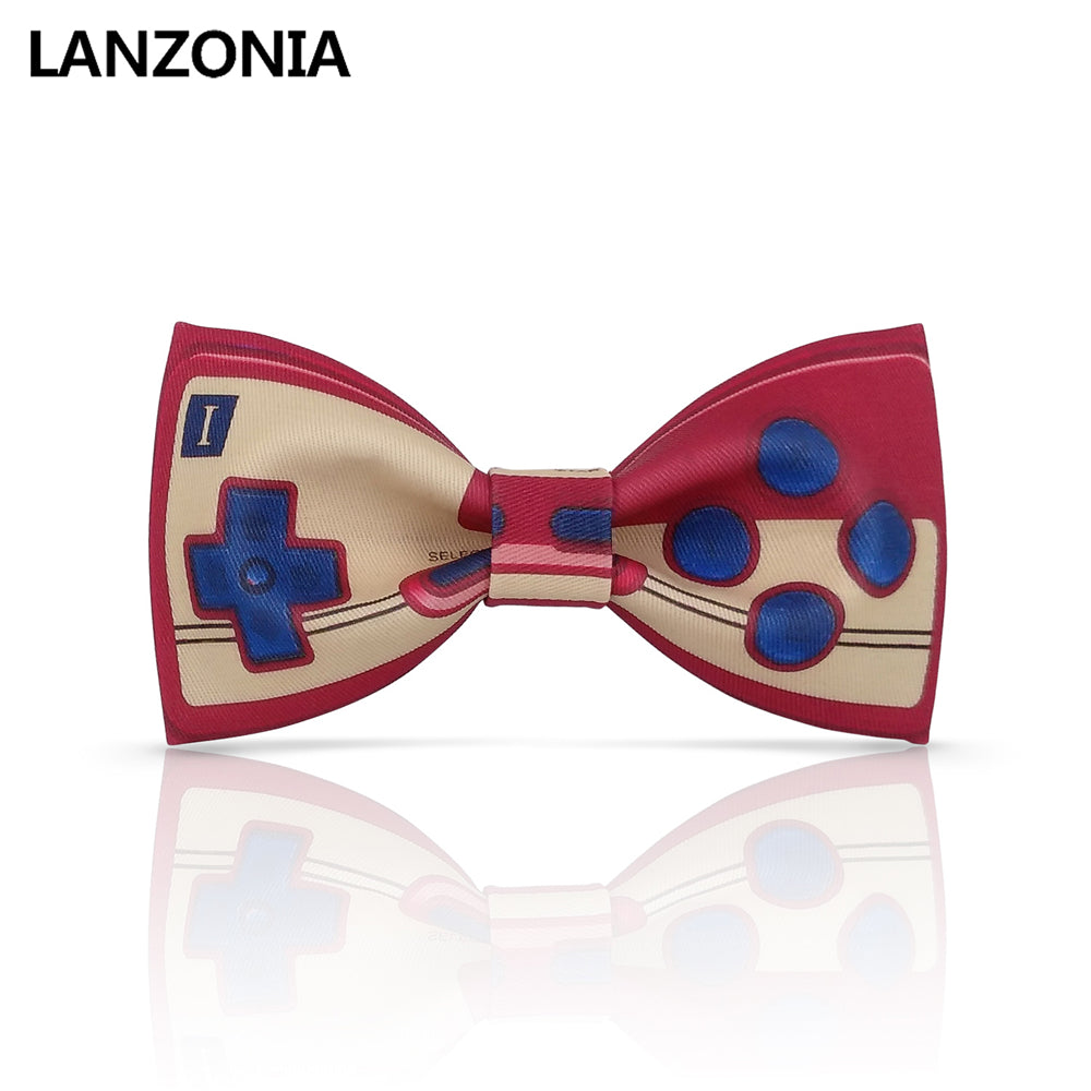 Lanzonia Men's Funny Wedding Bowtie Gamepad Print Bow Tie - Lanzonia