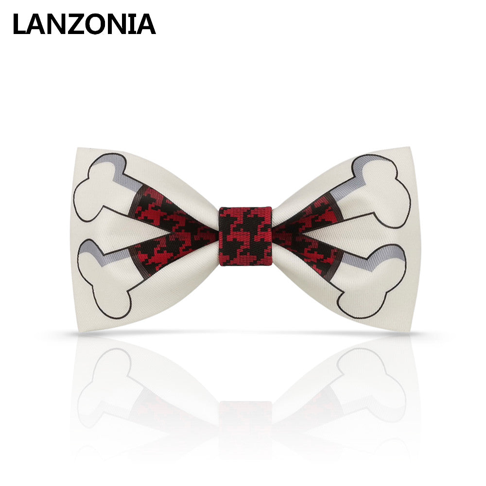 Lanzonia Men's Funny Bowtie Novelty Bone Pattern Bow Tie - Lanzonia