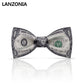 Lanzonia Boy's Bowtie Kids Funny Money Print Bow Tie - Lanzonia