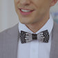 Lanzonia Men's Feather Bow Tie Handmade White and Black Polka Dot Bowtie for Wedding Holiday