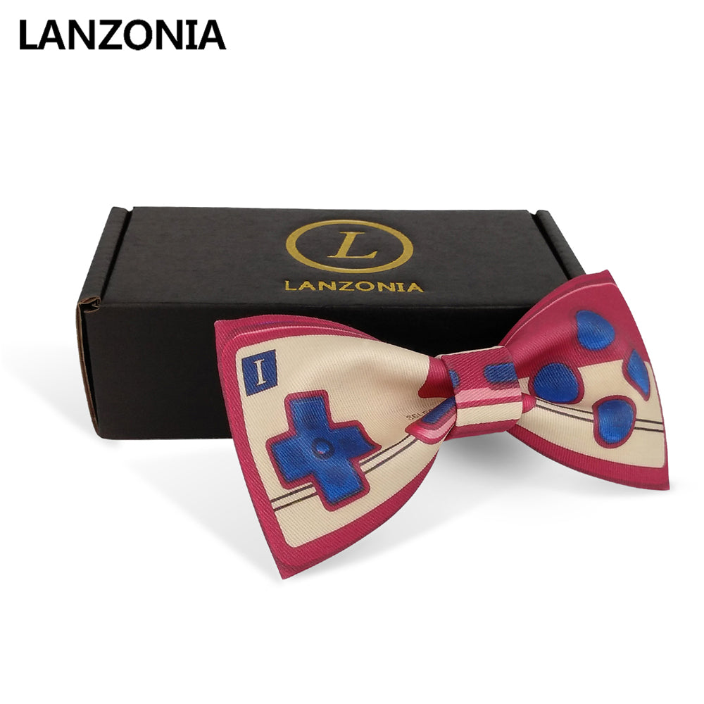 Lanzonia Men's Funny Wedding Bowtie Gamepad Print Bow Tie - Lanzonia