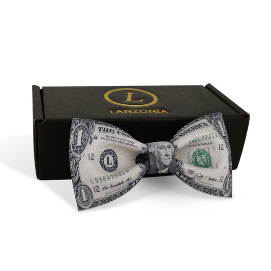 Lanzonia Boy's Bowtie Kids Funny Money Print Bow Tie for Holiday New Party Birthday