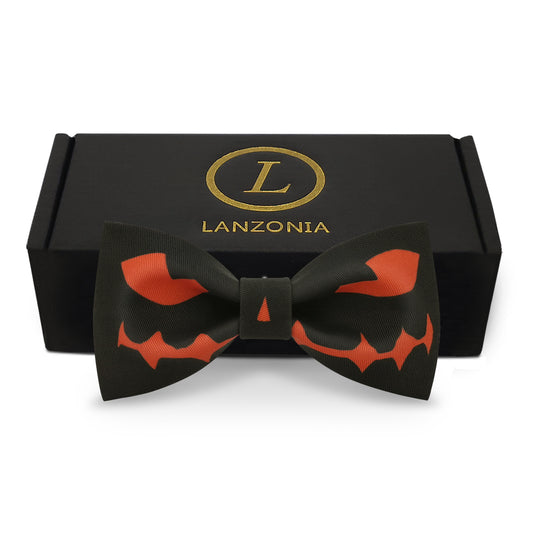 Lanzonia Boy's Novelty Bow Tie Kid's Funny Pumpkin Pattern Designer Bowtie for Holiday Halloween