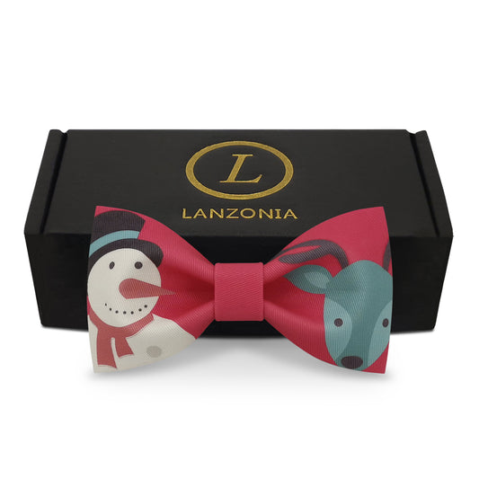 Lanzonia Boy's Novelty Bow Tie Kid's Funny Snowman Designer Bowtie for Xmas Christmas Holiday New Years Eve