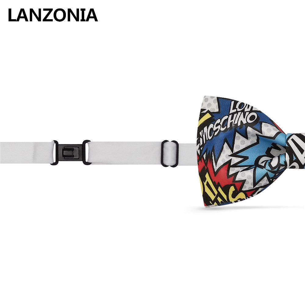 Lanzonia Men's Funny Bowtie Fashion Colorful Graffiti Letter Bow Tie - Lanzonia