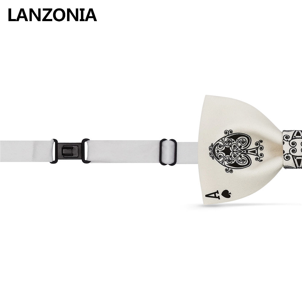 Lanzonia Men's Funny Wedding Bowtie Spades A Poker Pattern Bow Tie - Lanzonia