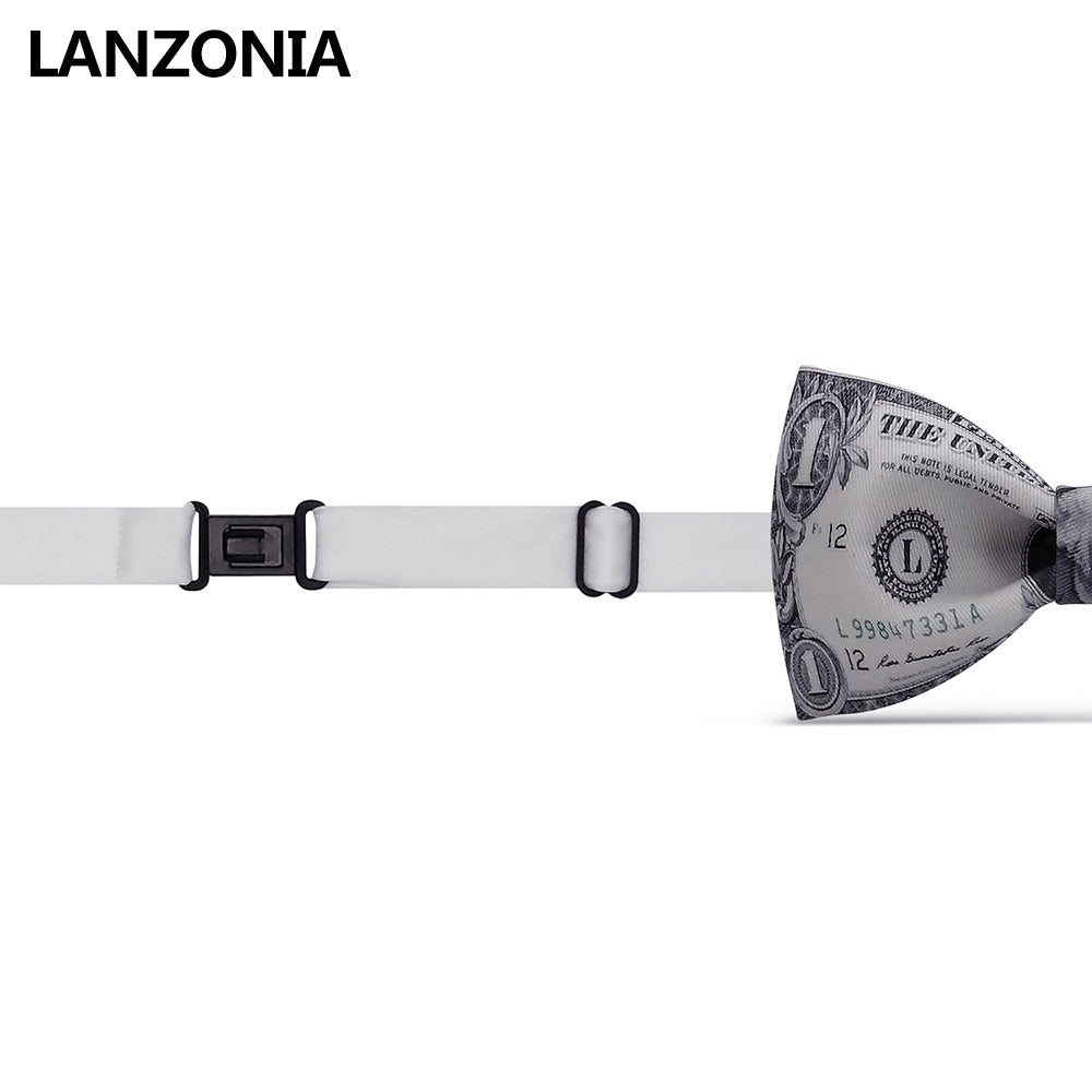 Lanzonia Mens Novelty Funny Money Patterned Bow Tie - Lanzonia