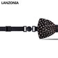 Lanzonia Wedding Feather Handmade Polk Dot Black Bow Tie for Mens - Lanzonia