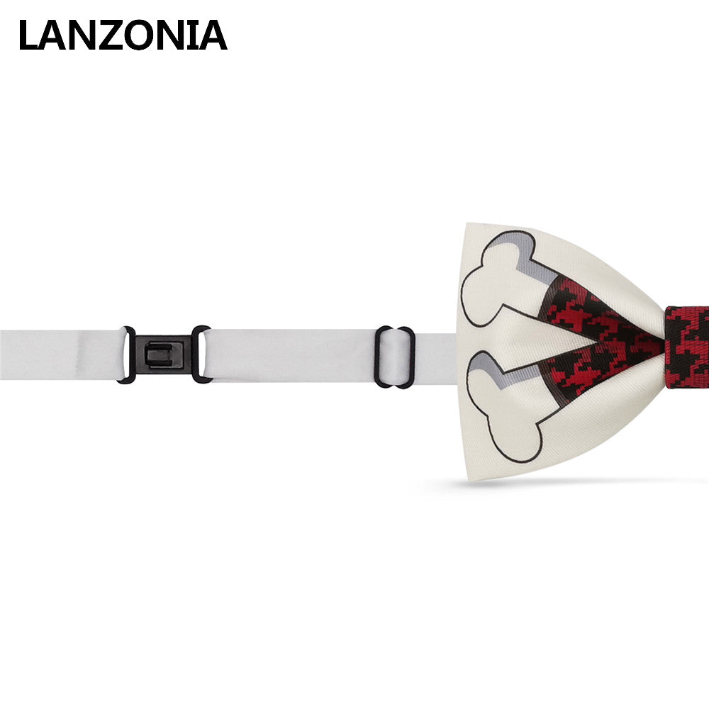 Lanzonia Men's Funny Bowtie Novelty Bone Pattern Bow Tie - Lanzonia