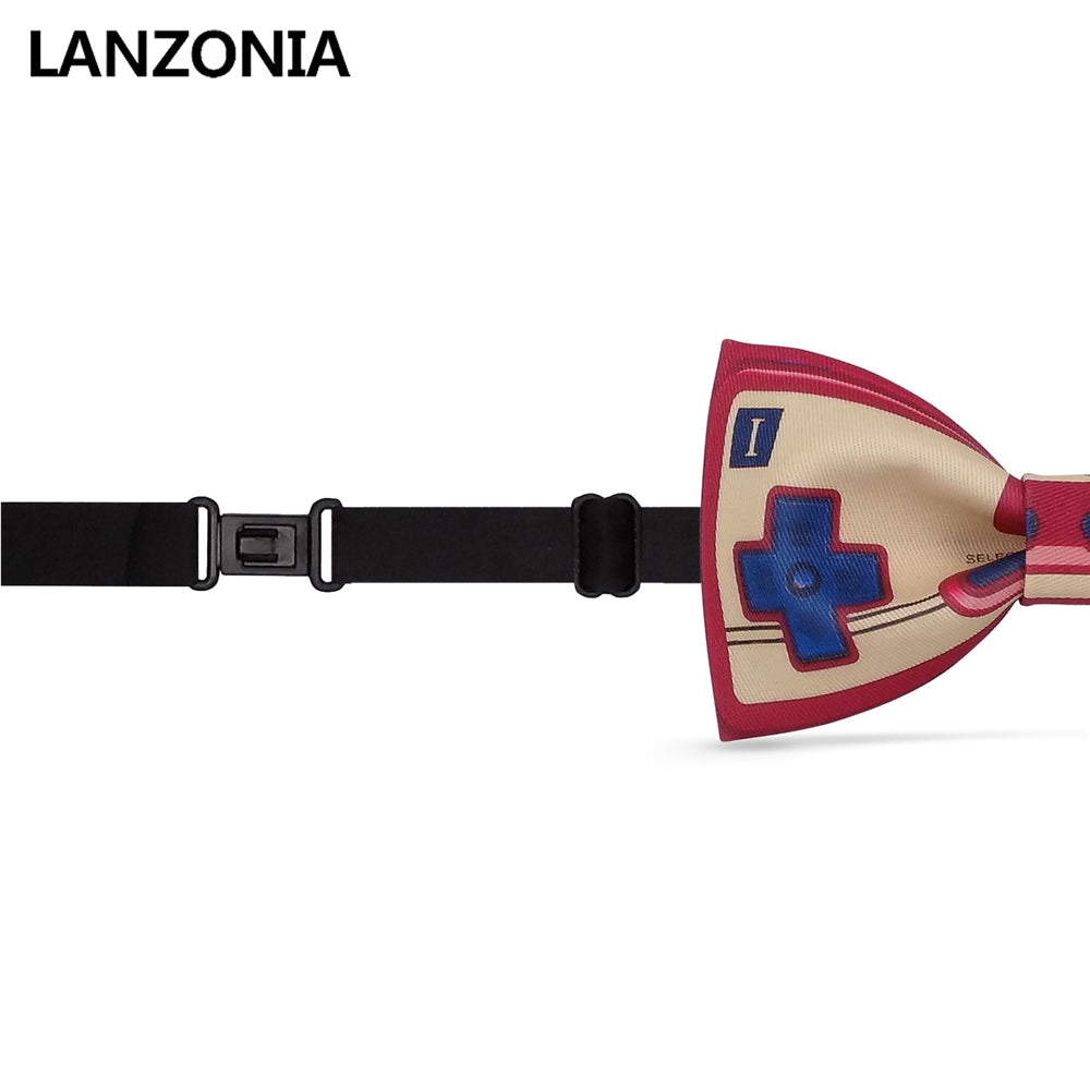 Lanzonia Men's Funny Wedding Bowtie Gamepad Print Bow Tie - Lanzonia