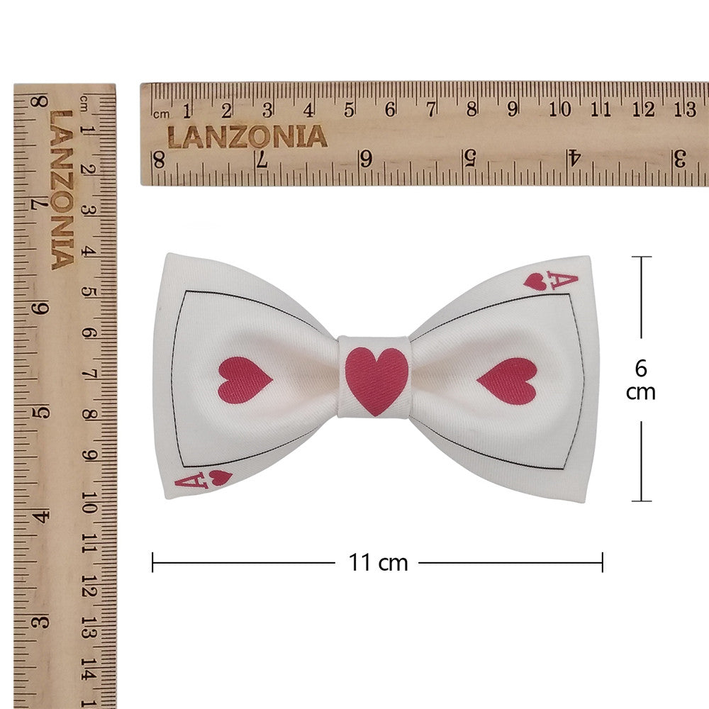 Lanzonia Men's Luncky Wedding Bowtie A of Hearts Poker Print Bow Tie - Lanzonia