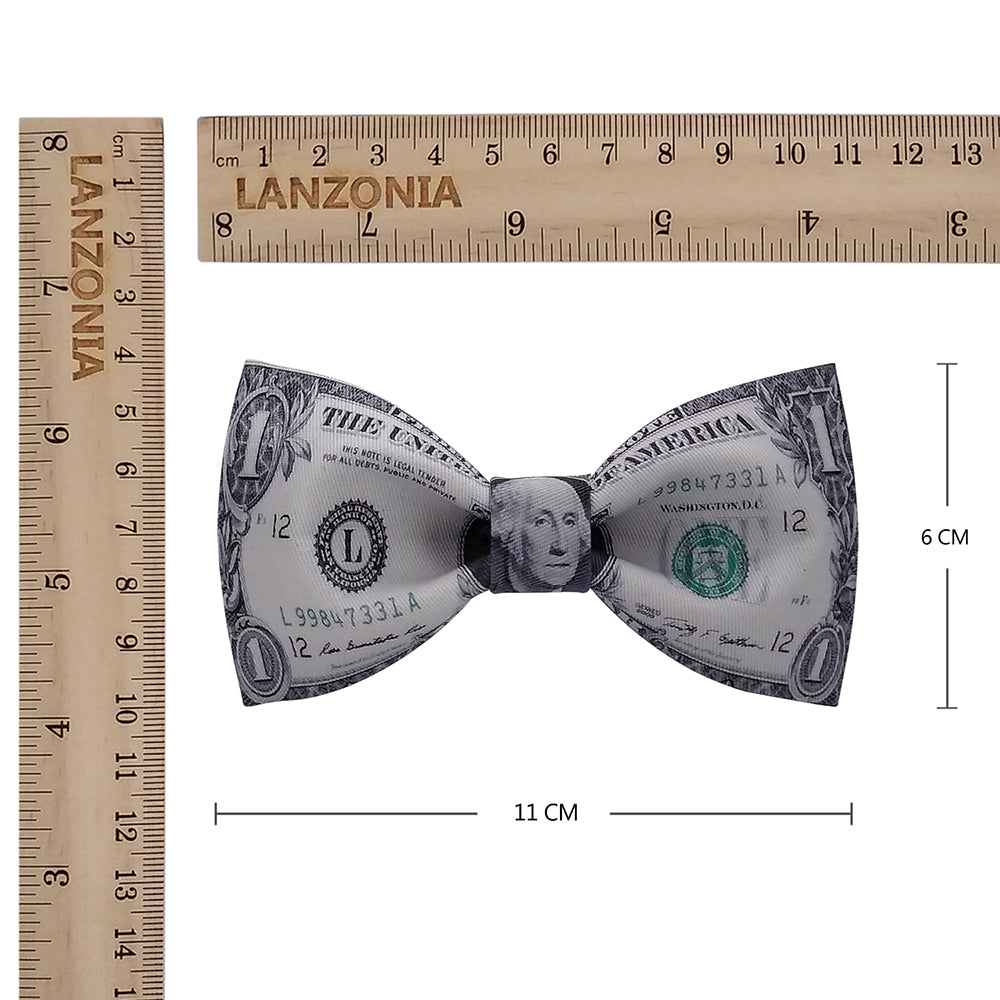 Lanzonia Mens Novelty Funny Money Patterned Bow Tie - Lanzonia