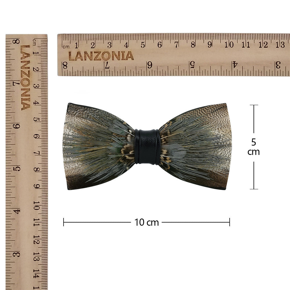 Lanzonia Boy's Bowtie Handmade Feather Bow Tie for Kids - Lanzonia