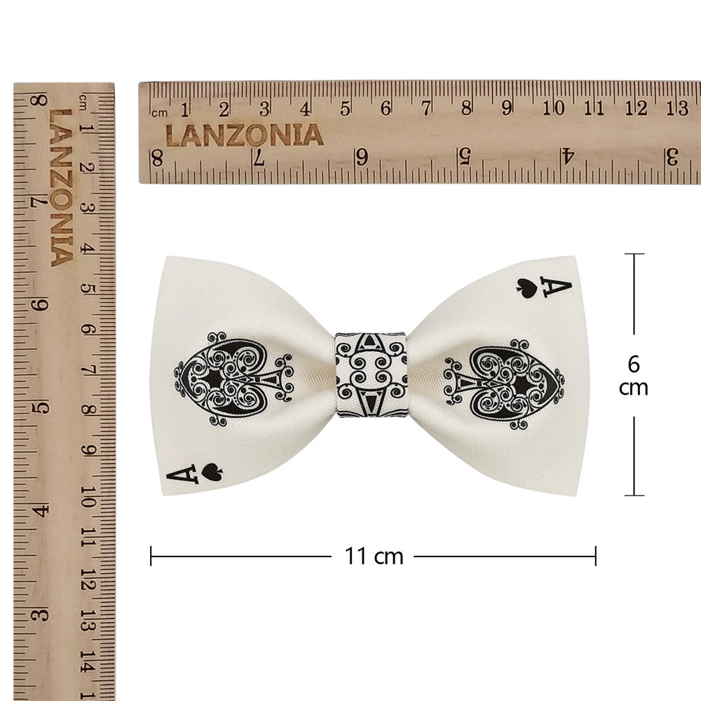 Lanzonia Men's Funny Wedding Bowtie Spades A Poker Pattern Bow Tie - Lanzonia