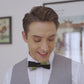 Lanzonia Men's Black and White Feather Bow Tie Handmade Peacock Bowtie for Wedding Holiday Party