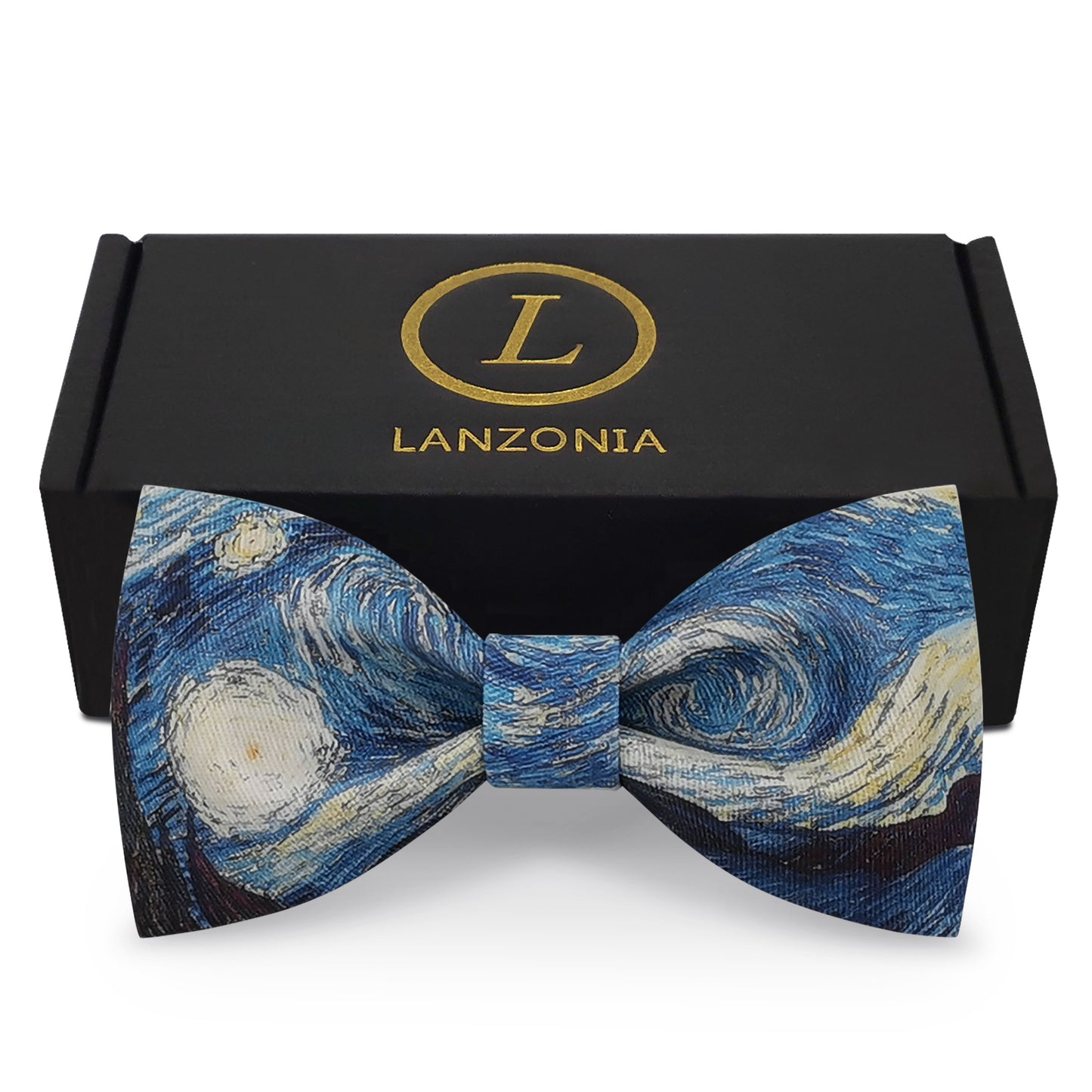 Lanzonia Men's Designer Bowtie Blue Oil Painting Bow Tie for Holiday New Party Birthday