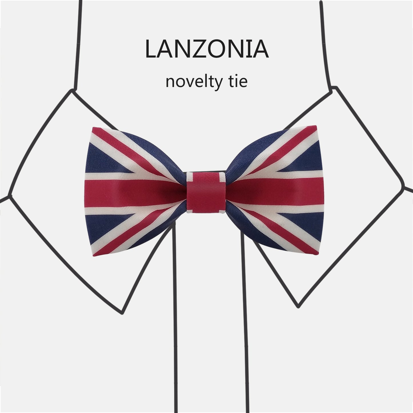 Lanzonia Funny Bow Ties for Men, Novelty Designer Union Jack Flag Bowtie for Wedding Party