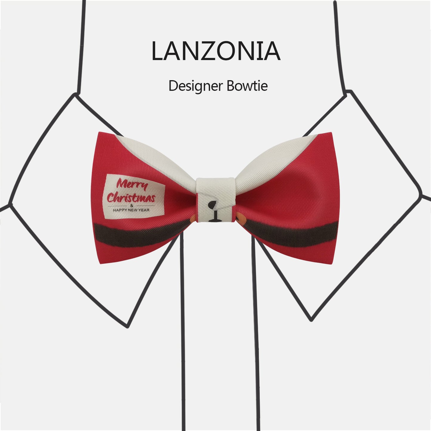 Lanzonia Men's Novelty Bow Tie Funny Santa Claus Designer Bowtie for Xmas Christmas Holiday New Years Eve