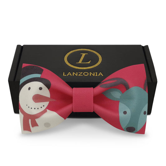 Lanzonia Men's Novelty Bow Tie Funny Snowman Designer Bowtie for Xmas Christmas Holiday New Years Eve