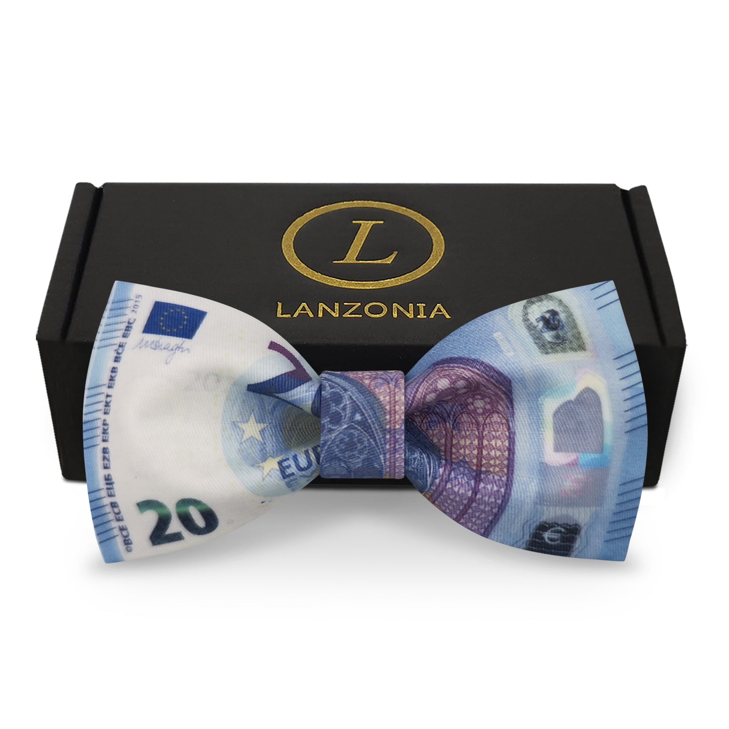 Lanzonia Men's Novelty Money Bow Tie Funny 20 EUR Pattern Designer Bowtie for Holiday Party