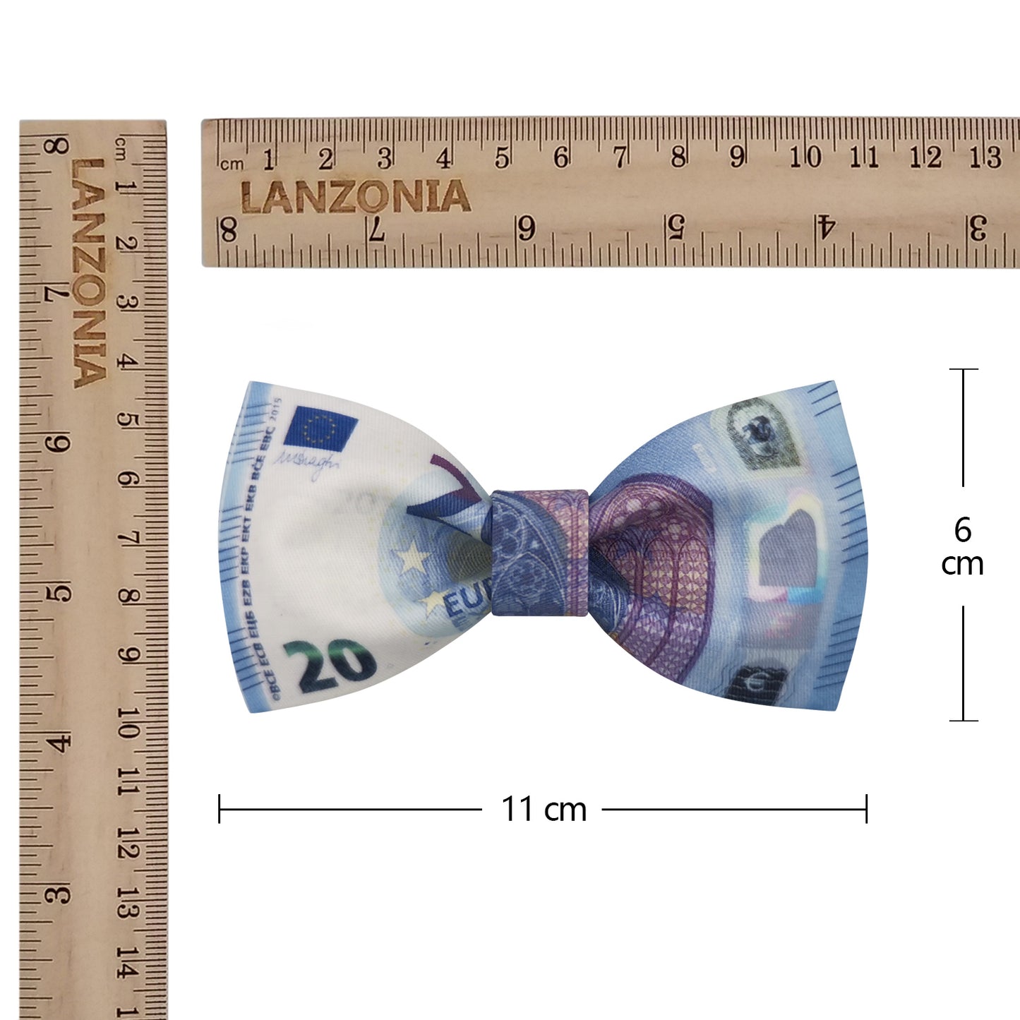 Lanzonia Men's Novelty Money Bow Tie Funny 20 EUR Pattern Designer Bowtie for Holiday Party