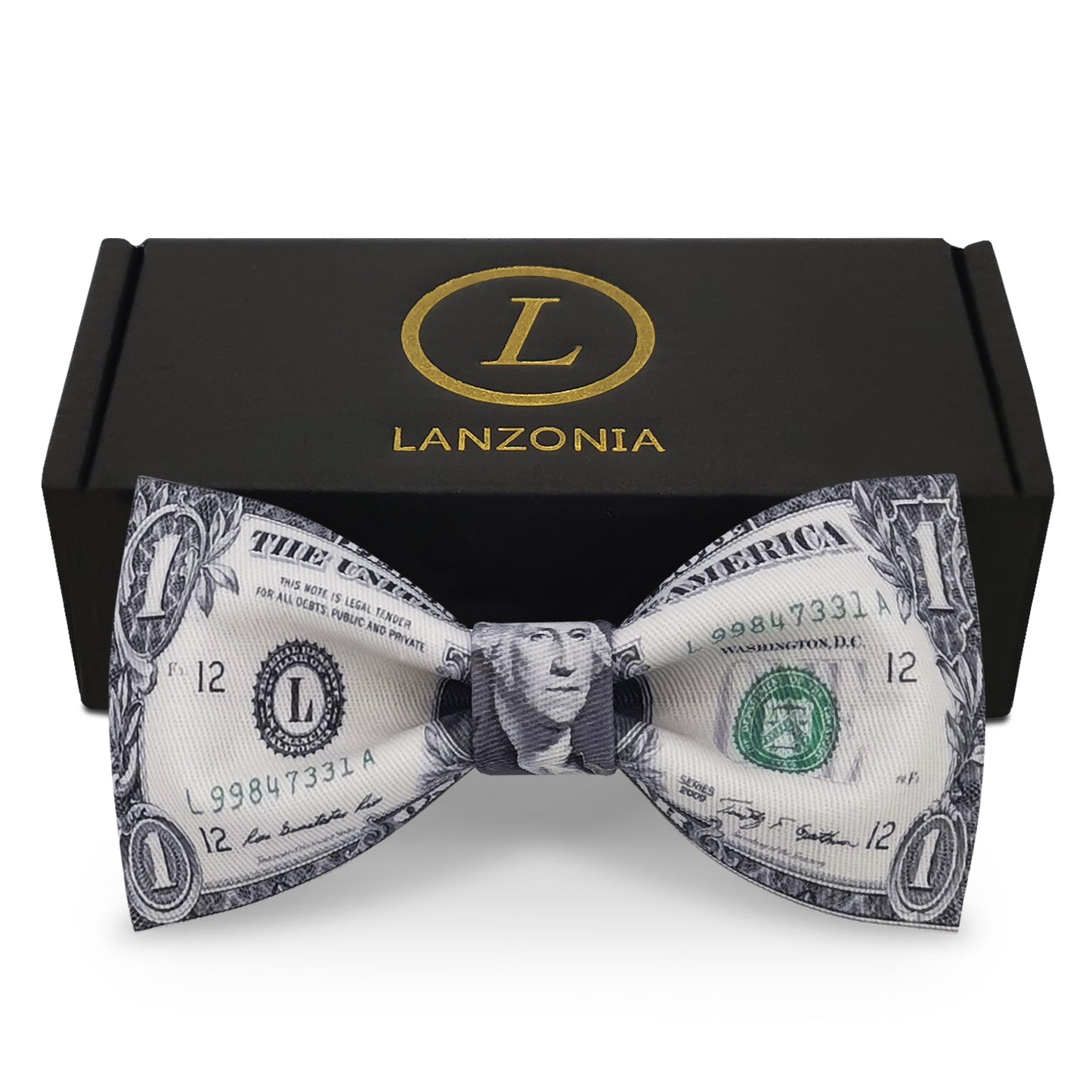 Lanzonia Mens Novelty Funny Bowtie Money Patterned Bow Tie for Holiday New Years Eve