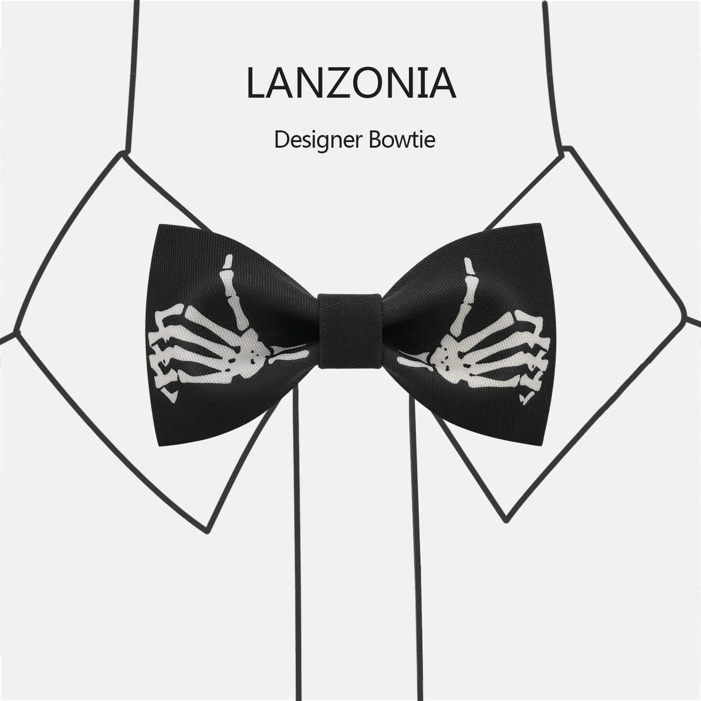 Lanzonia Mens Novelty Skeleton Bow Tie Funny Skull Designer Bowtie for Holiday Halloween