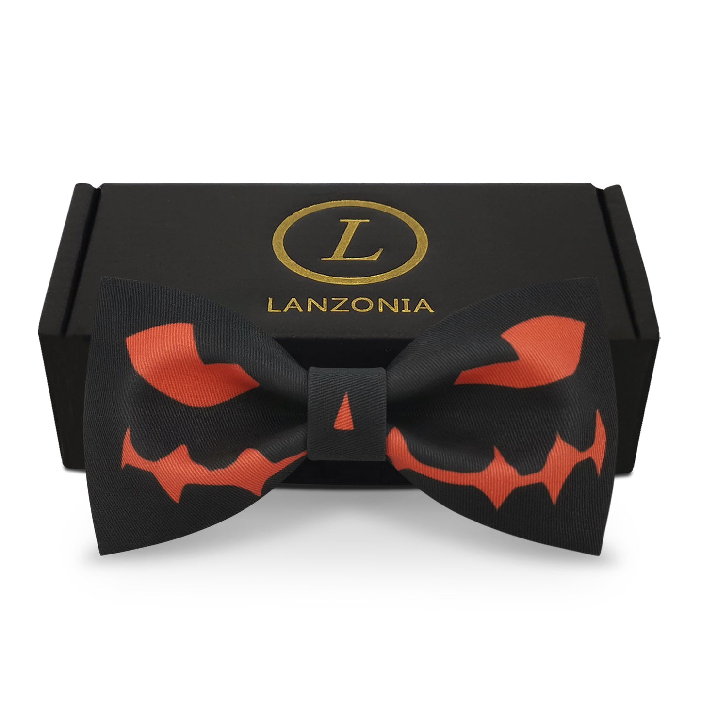 Lanzonia Mens Novelty Bow Tie Funny Pumpkin Pattern Designer Bowtie for Holiday Halloween