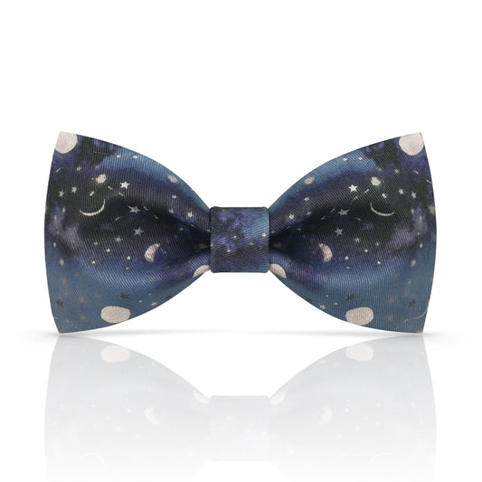 Lanzonia Funny Bowtie Men Moon and Star Night print Bow Tie for Party Holiday Brithday