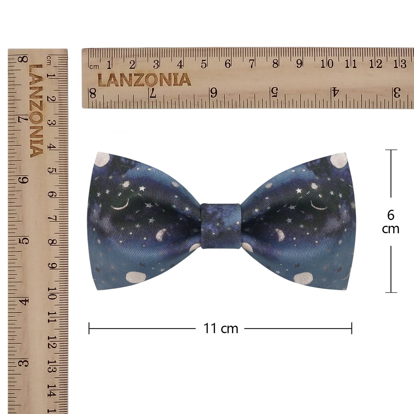 Lanzonia Funny Bowtie Men Moon and Star Night print Bow Tie for Party Holiday Brithday