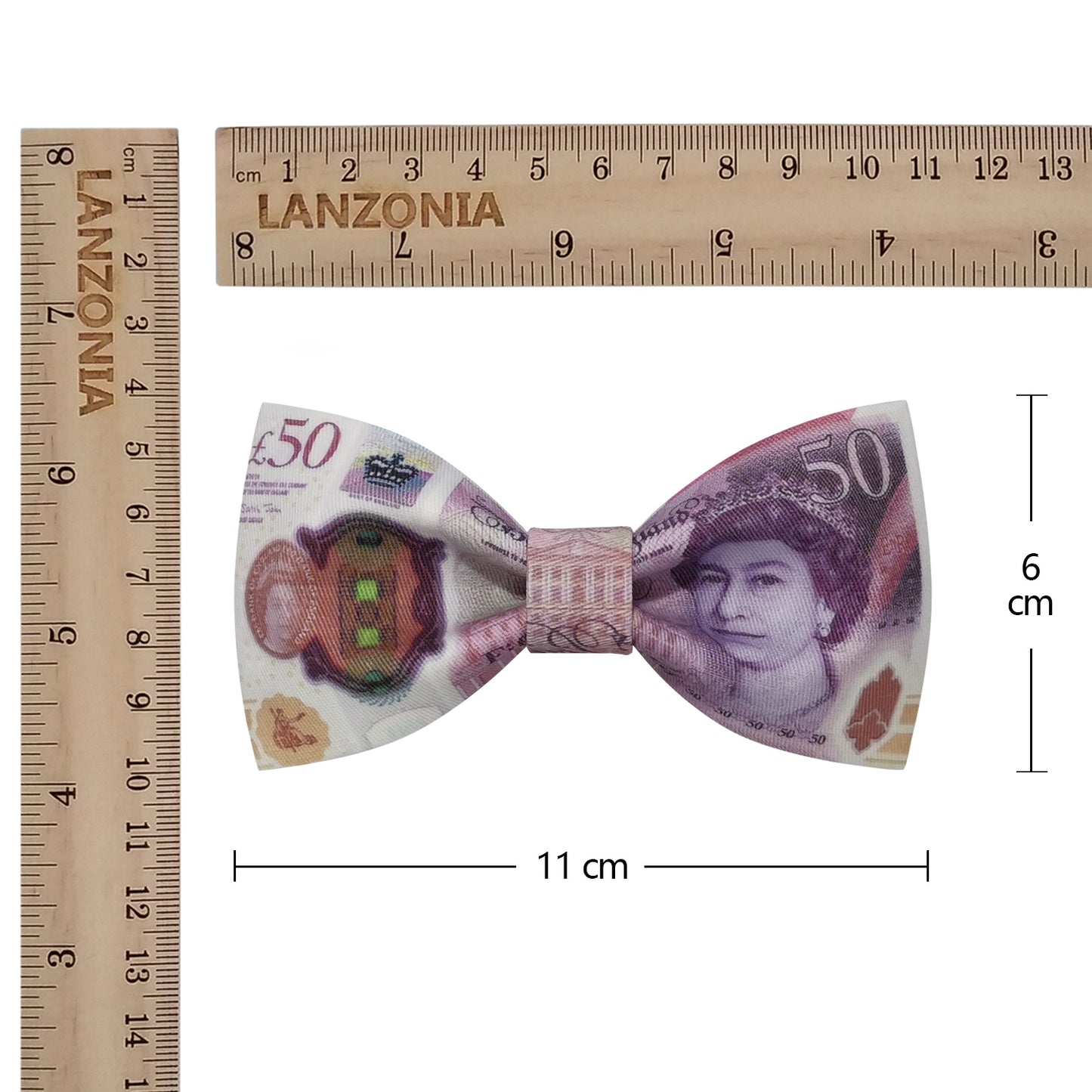 Lanzonia Men's Novelty Bow Tie Funny 50 GBP Money Pattern Designer Bowtie for Holiday New Years Eve Party