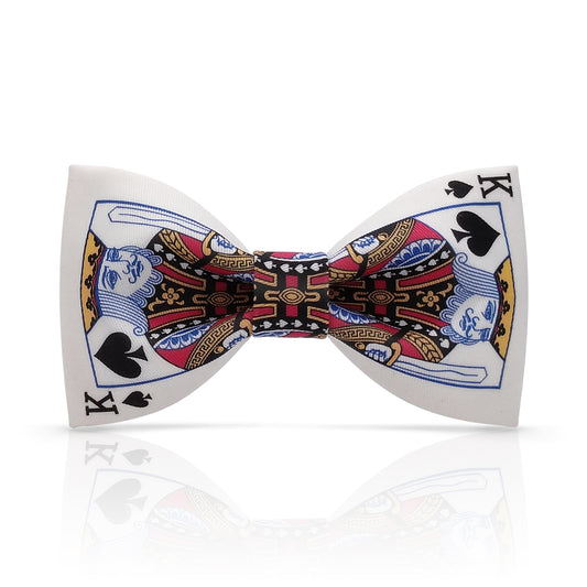 Lanzonia Mens White Funny Poker Bowtie Different Types of Bow Tie for Holiday New Years Eve