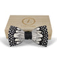 Lanzonia Men's Feather Bow Tie Handmade White and Black Polka Dot Bowtie for Wedding Holiday
