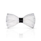Lanzonia Men's Feather Bow Tie Handmade White Bowtie for Wedding Holiday Party Business