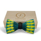 Lanzonia Feather Men's Bowtie Handmade Green and Yellow Bow Tie for Party Holiday Ball Wedding