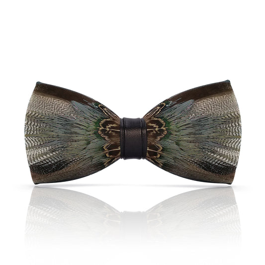 Lanzonia Feather Bowtie Handmade Mens Wedding Bow Tie