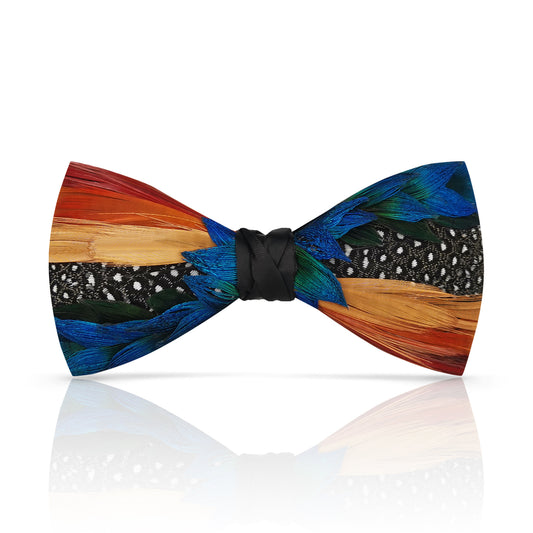 Lanzonia Men's Feather Bowtie Handmade Bow Tie for Wedding Holiday Party