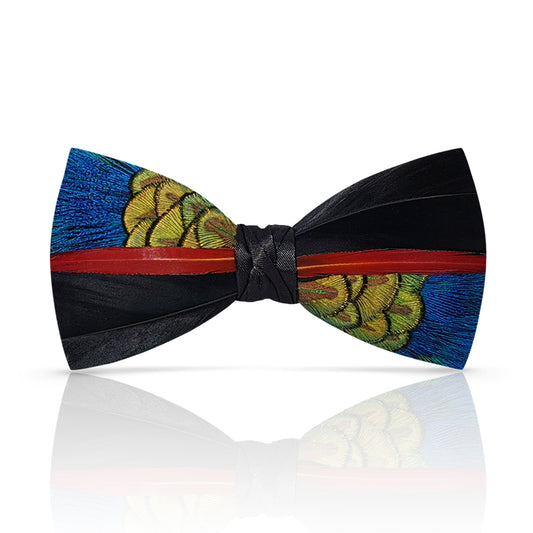 Lanzonia Men's Peacock Feather Bow Tie Handmade Bowtie for Wedding