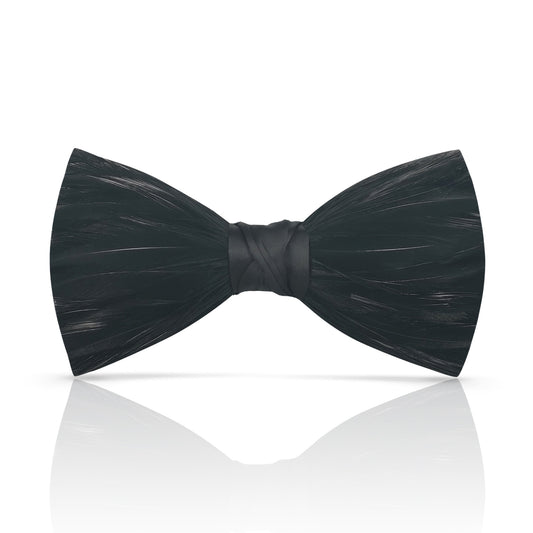 Lanzonia Men's Feather Bowtie Handmade Black Bow Tie for Wedding Holiday Formal Party Business